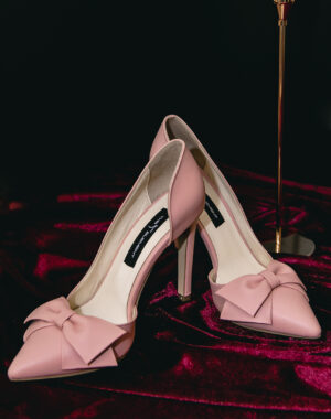 Pantoffel Stiletto Rosa mit Schleife-38